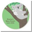 Koala Bear - Round Personalized Baby Shower Sticker Labels thumbnail