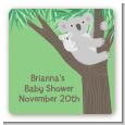 Koala Bear - Square Personalized Baby Shower Sticker Labels thumbnail