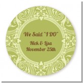 Sage Green - Round Personalized Bridal Shower Sticker Labels