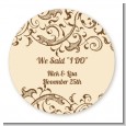 Beige & Brown - Round Personalized Bridal Shower Sticker Labels thumbnail