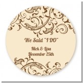 Beige & Brown - Round Personalized Bridal Shower Sticker Labels