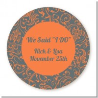 Grey & Orange - Round Personalized Bridal Shower Sticker Labels