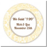 Pale Yellow & Brown - Round Personalized Bridal Shower Sticker Labels