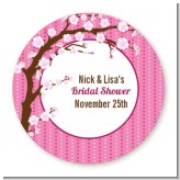 Cherry Blossom - Round Personalized Bridal Shower Sticker Labels