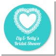 Lace of Hearts - Round Personalized Bridal Shower Sticker Labels thumbnail