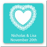 Lace of Hearts - Square Personalized Bridal Shower Sticker Labels