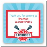 Lacrosse - Square Personalized Birthday Party Sticker Labels