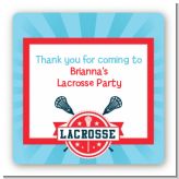 Lacrosse - Square Personalized Birthday Party Sticker Labels