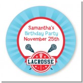 Lacrosse - Round Personalized Birthday Party Sticker Labels