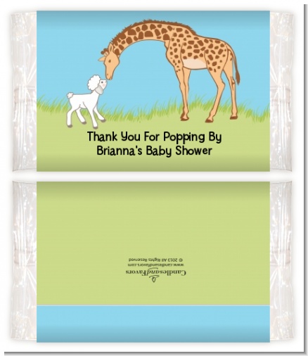 Lamb & Giraffe - Personalized Popcorn Wrapper Baby Shower Favors