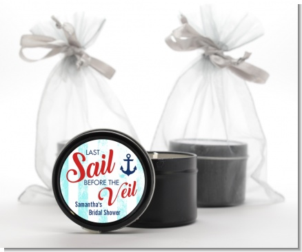 Last Sail Before The Veil - Bridal Shower Black Candle Tin Favors