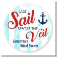 Last Sail Before The Veil - Round Personalized Bridal Shower Sticker Labels thumbnail