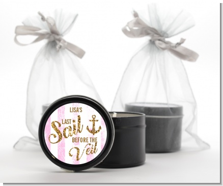 Last Sail Before The Veil Glitter - Bridal Shower Black Candle Tin Favors