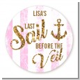 Last Sail Before The Veil Glitter - Round Personalized Bridal Shower Sticker Labels thumbnail