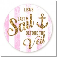 Last Sail Before The Veil Glitter - Round Personalized Bridal Shower Sticker Labels