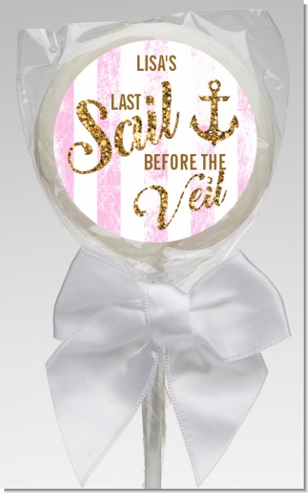 Last Sail Before The Veil Glitter - Personalized Bridal Shower Lollipop Favors