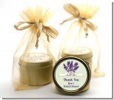Lavender Flowers - Bridal Shower Gold Tin Candle Favors
