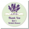 Lavender Flowers - Round Personalized Bridal Shower Sticker Labels thumbnail