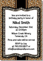 Leopard & Zebra Print - Birthday Party Invitations