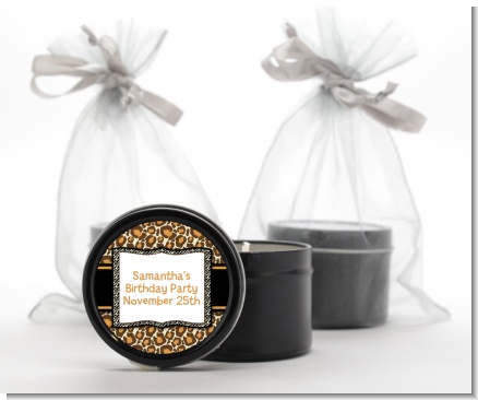 Leopard & Zebra Print - Birthday Party Black Candle Tin Favors