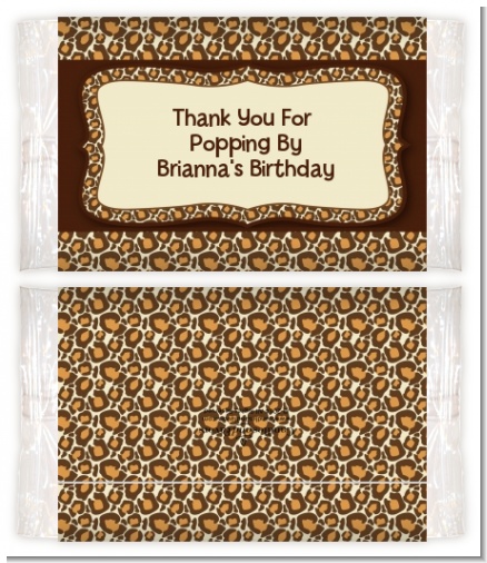 Leopard Brown - Personalized Popcorn Wrapper Birthday Party Favors