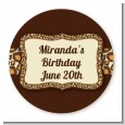 Leopard Brown - Round Personalized Birthday Party Sticker Labels thumbnail