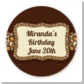 Leopard Brown - Round Personalized Birthday Party Sticker Labels