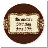 Leopard Brown - Round Personalized Birthday Party Sticker Labels Leopard Brown - Round Personalized Birthday Party Sticker Labels