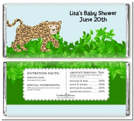 Leopard - Personalized Baby Shower Candy Bar Wrappers