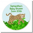 Leopard - Round Personalized Baby Shower Sticker Labels thumbnail