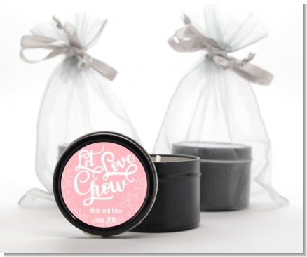 Let Love Grow - Bridal Shower Black Candle Tin Favors