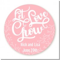 Let Love Grow - Round Personalized Bridal Shower Sticker Labels