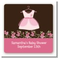 Little Girl Outfit - Square Personalized Baby Shower Sticker Labels thumbnail