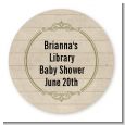 Library Card - Round Personalized Baby Shower Sticker Labels thumbnail