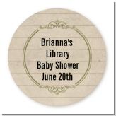 Library Card - Round Personalized Baby Shower Sticker Labels
