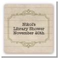 Library Card - Square Personalized Baby Shower Sticker Labels thumbnail