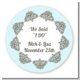 Light Blue & Grey - Round Personalized Bridal Shower Sticker Labels thumbnail