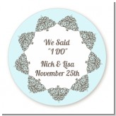 Light Blue & Grey - Round Personalized Bridal Shower Sticker Labels