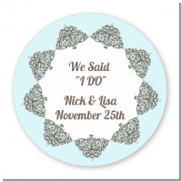 Light Blue & Grey - Round Personalized Bridal Shower Sticker Labels