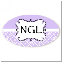 Modern Thatch Lilac - Personalized Everyday Party Oval Sticker/Labels