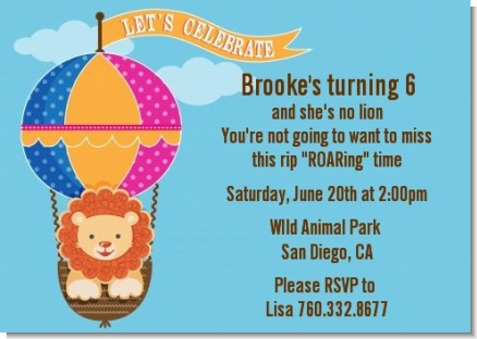 Lion - Birthday Party Invitations