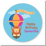 Lion - Round Personalized Birthday Party Sticker Labels