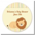 Lion - Round Personalized Baby Shower Sticker Labels thumbnail