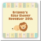 Lion - Square Personalized Baby Shower Sticker Labels