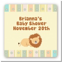 Lion - Square Personalized Baby Shower Sticker Labels