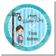 Little Boy - Round Personalized Valentines Day Sticker Labels thumbnail