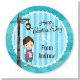 Little Boy - Round Personalized Valentines Day Sticker Labels