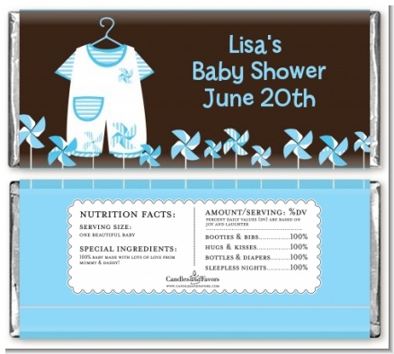 Little Boy Outfit - Personalized Baby Shower Candy Bar Wrappers
