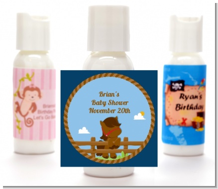 Little Cowboy Horse - Personalized Birthday Party Lotion Favors