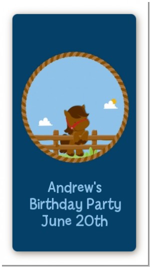Little Cowboy Horse - Custom Rectangle Birthday Party Sticker/Labels